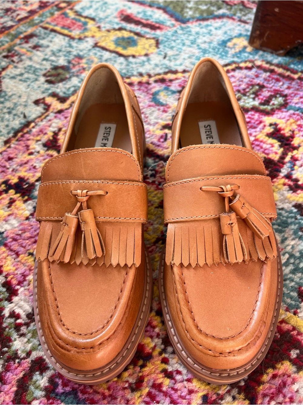 Steve Madden Tan Leather Tassel Loafers